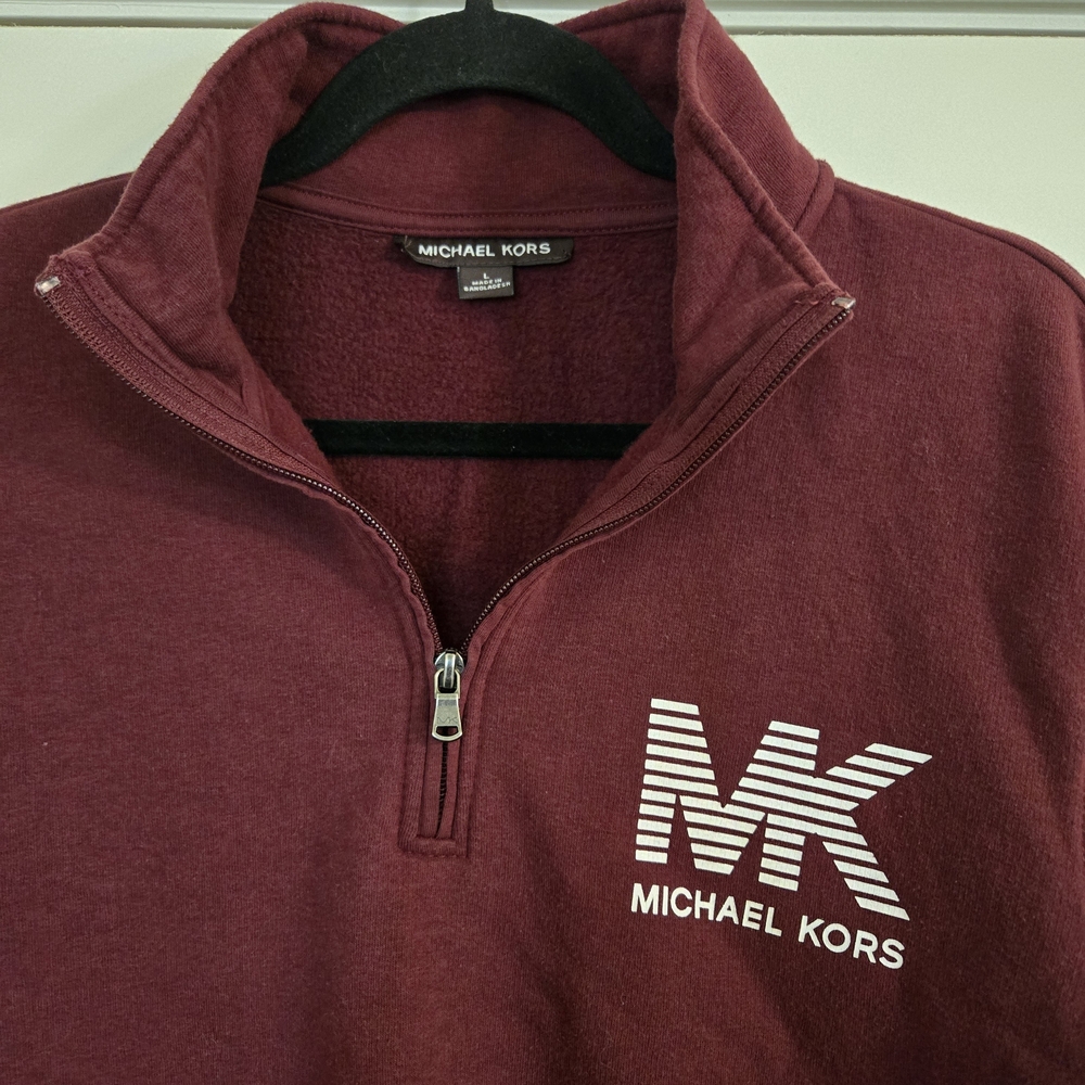Michael Kors Men's Burgundy 1/4 Zip Sweatshirt